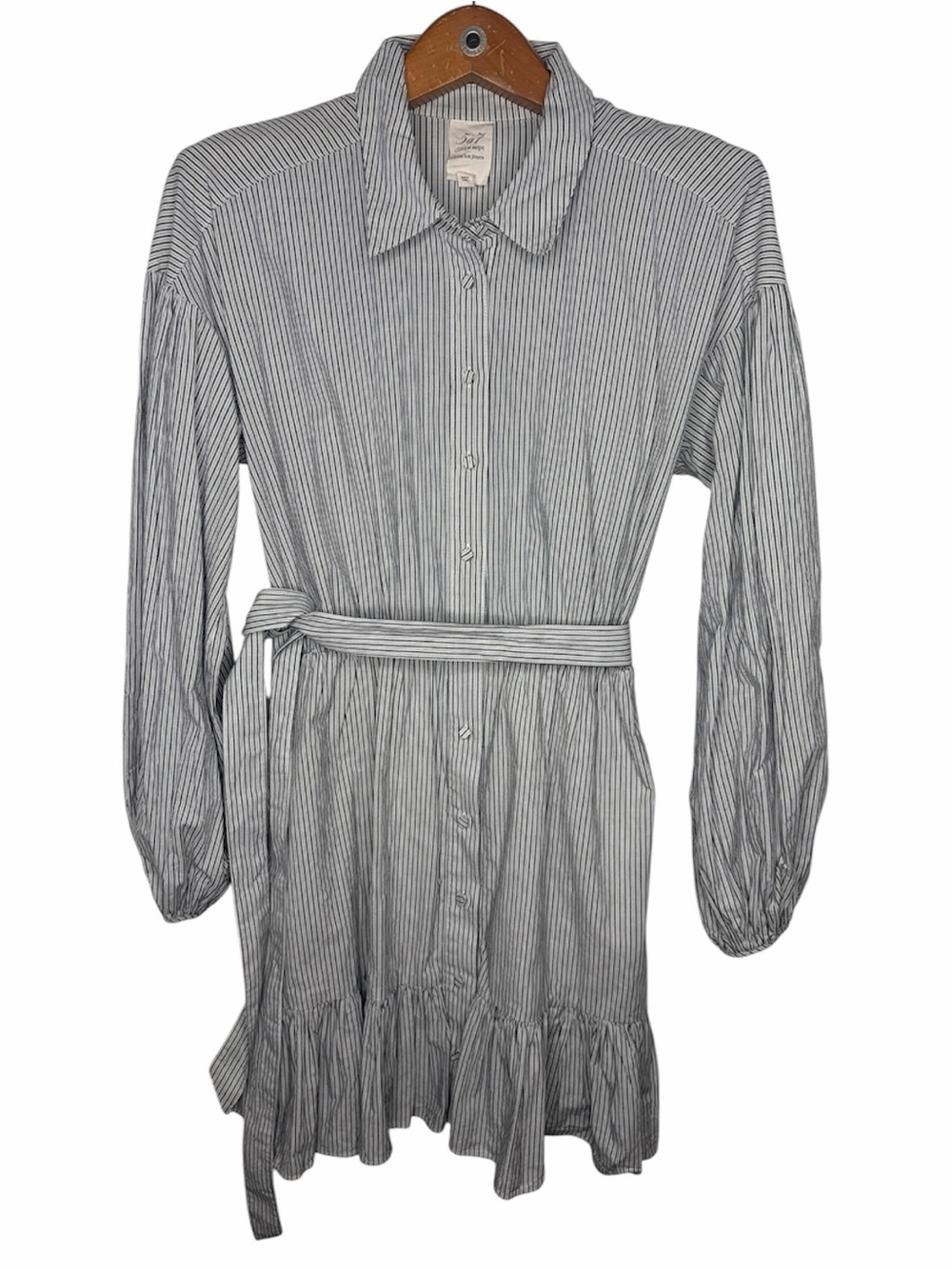 CINQ A SEPT Womens White Belted Button Front Balloon Sleeve Short Shirt Dress 10
